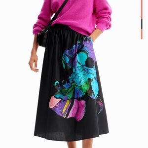 Desigual Black Skirt with Vibrant Abstract Design
